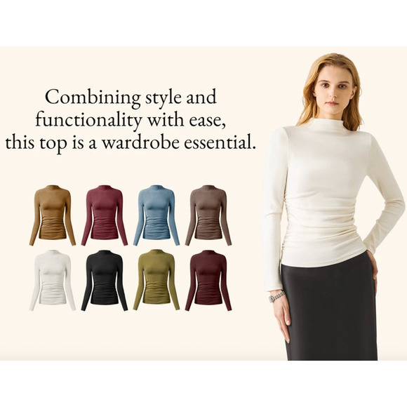 OGL Top Size S NEW ProWarm Thermal Ruched Sides Tuckable Mockneck Red - Picture 6 of 13